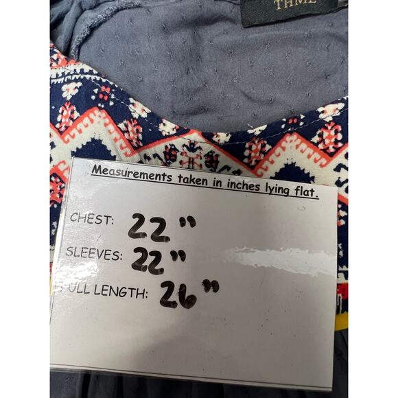 THML Women's Peasant Blouse Blue Large - Picture 7 of 11